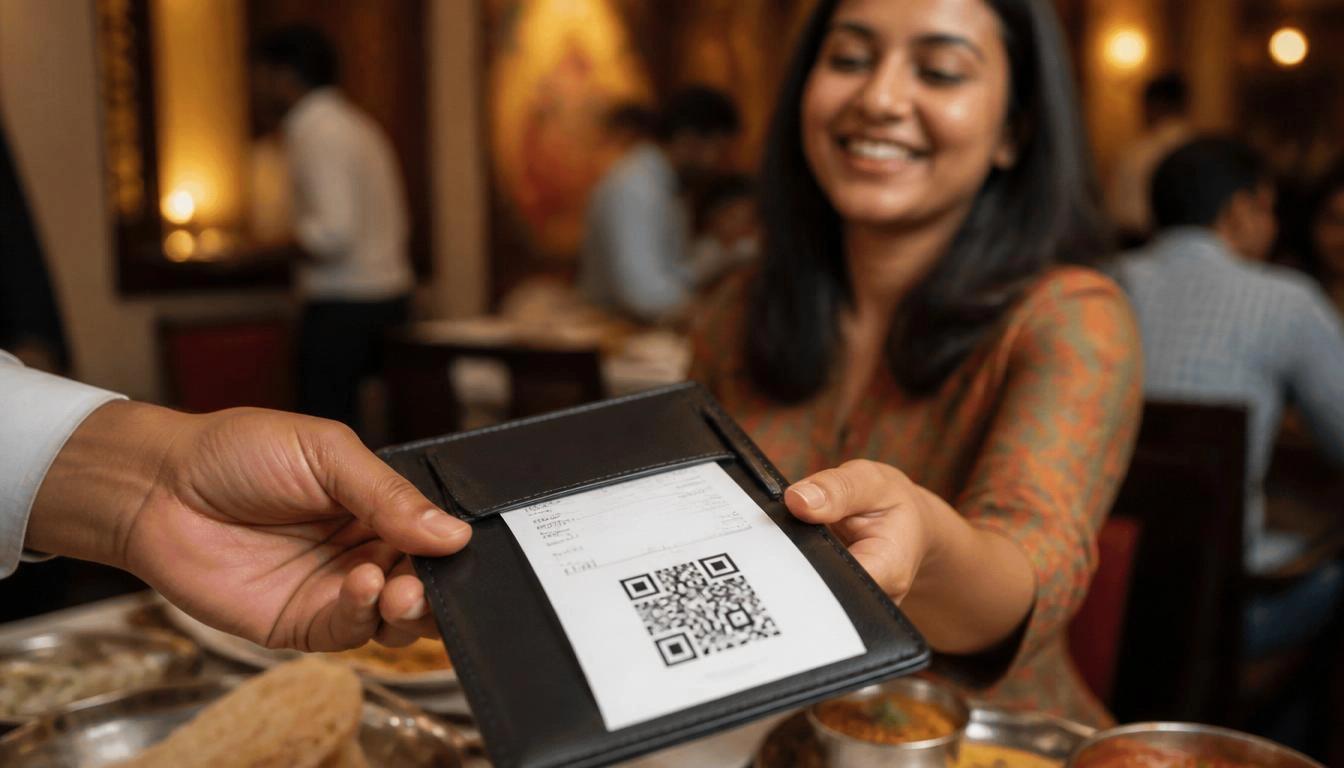 QR code on bills being given to the customer
