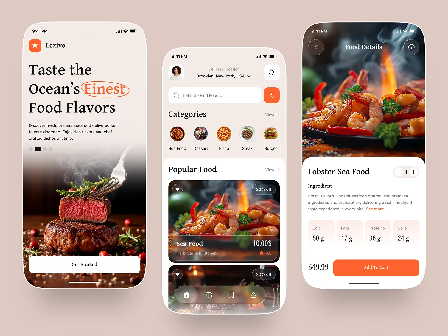 On-demand food delivery mobile application UI design created by Webino Solutions